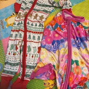 Little Sleepies Patterned Baby Onesie with Red Trim